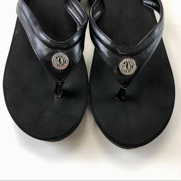90s Vintage DONNA Karan black platforms logo print Size 8.5
thong style - Picture 4 of 7
